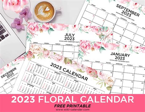 Free Printable Floral Calendar 2023 Wiki Calendar