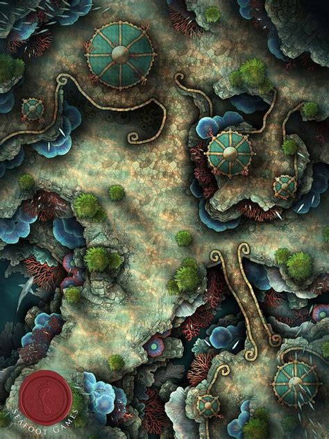 Underwater Coral Village 40x30 Battlemap Seafoot Games Fantasy Map