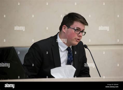 Teen Boy Acting As Witness Testifies During High School Mock Trial Re