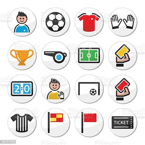 Ikon Putaran Vektor Sepak Bola Atau Sepak Bola Ditetapkan Ilustrasi