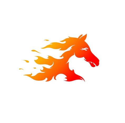 Ilustración De Logotipo De Un Caballo Corriendo Con Vector De Fuego