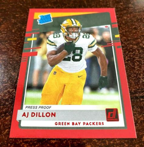 2020 Donruss Aj Dillon Blue Press Proof Rookie Rc Green Bay Packers