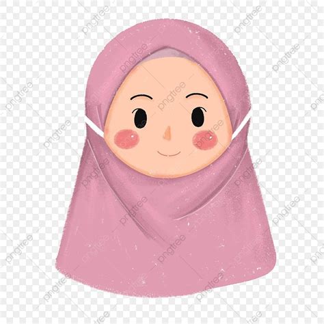 Hijab Kartun Islamic Pink Lucu Imut Kartun Islamik Png Transparan