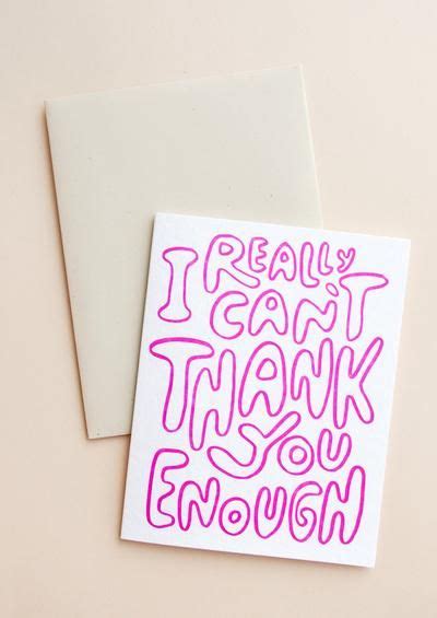 I Really Cant Thank You Enough Card Letterpress Printing Retro Look