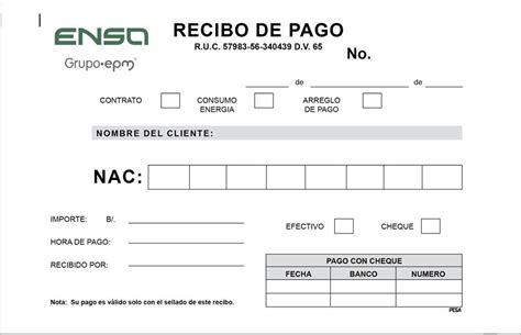 RECIBO DE PAGO PARA COMISIONISTA REGIONAL FESA Impresión y Soluciones Tecnológicas
