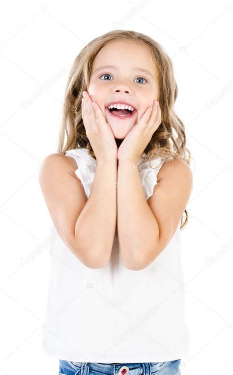 Portrait Of Surprised Happy Adorable Little Girl — Stock Photo
