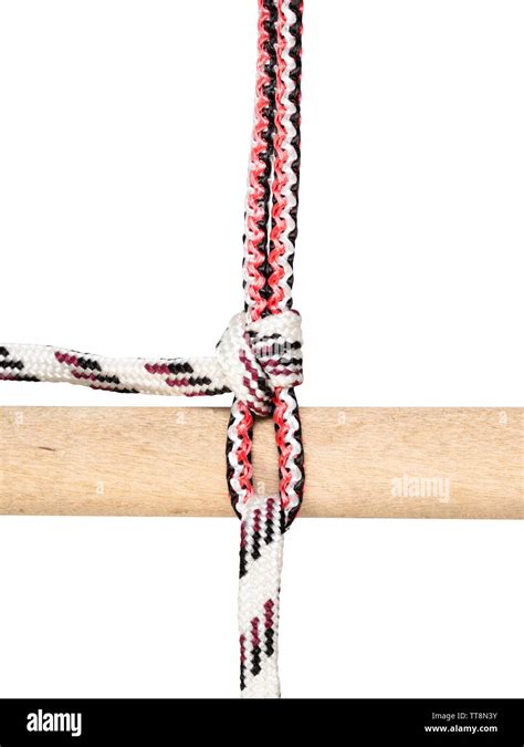 Rolling Hitch Knot Tied On Synthetic Rope Cut Out On White Background