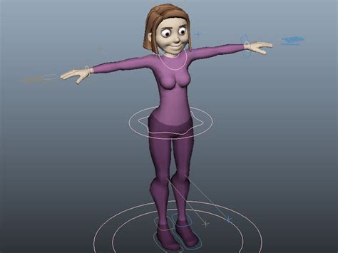 Woman Cartoon Character Rig 3d Model Maya Files Free