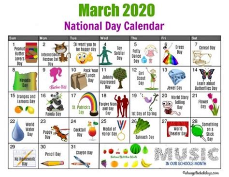 March National Day Calendar Free Printable Calendars