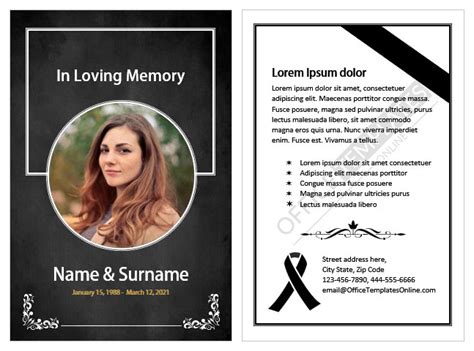 5 Free Obituaryfuneral Memorial Card Templates In Ms Word