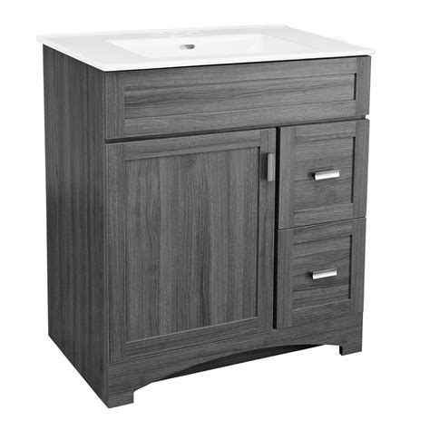 D bathroom vanity cabinet in cement. Martha Stewart Living 30-inch W Vanity in White With Top ...
