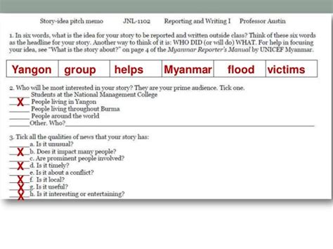Story Idea Pitch Memo For A Yangon Flood Group Jnl 1102 Professor