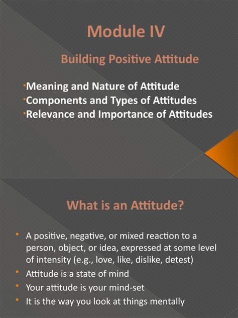 Module Iv Building Positive Attitude Pdf Attitude Psychology
