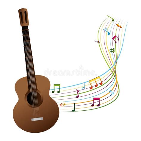 Acoustic Guitar With Musical Notes Stock Illustration Illustration Of