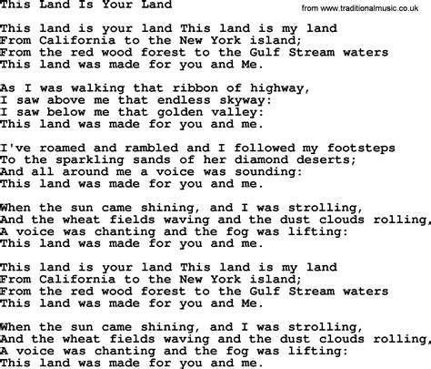 Woody Guthrie Song This Land Is Your Land Lyrics