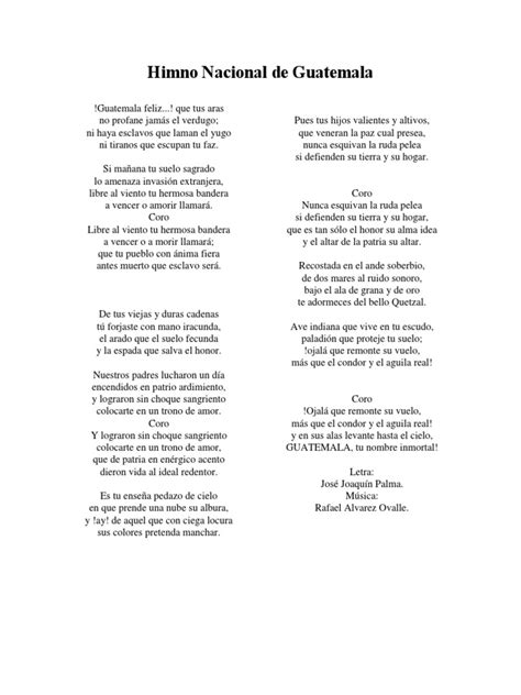 Himno Nacional De Guatemala Pdf