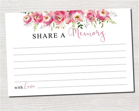 Share A Memory Sign And Cards Ready To Print Funeral Templates