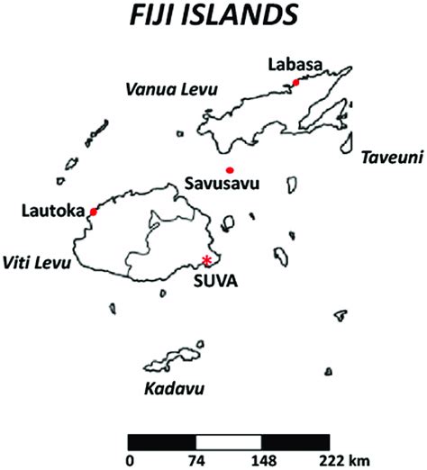 Map Of The Archipelago Of Fiji Showing The Main Island Of Viti Levu