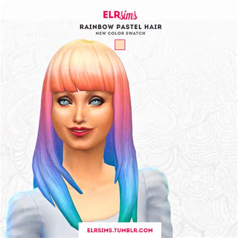 Elrsims Rainbow Pastel Hair Pastel Hair Sims 4 Cc Hair