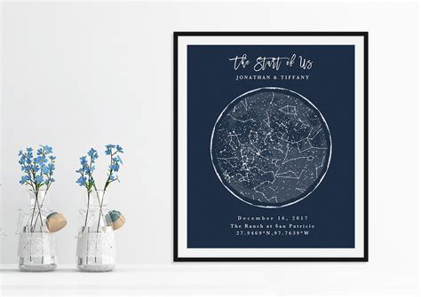 Custom Star Map Poster Anniversary T Personalized T Etsy