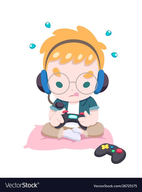 Cute Little Boy Playing Game Royalty Free Vector Image