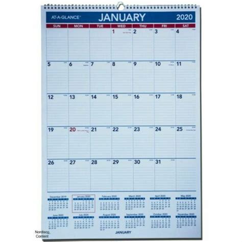 At A Glance Pm3 28 2020 Monthly Wall Calendar With Ruled Daily Blocks