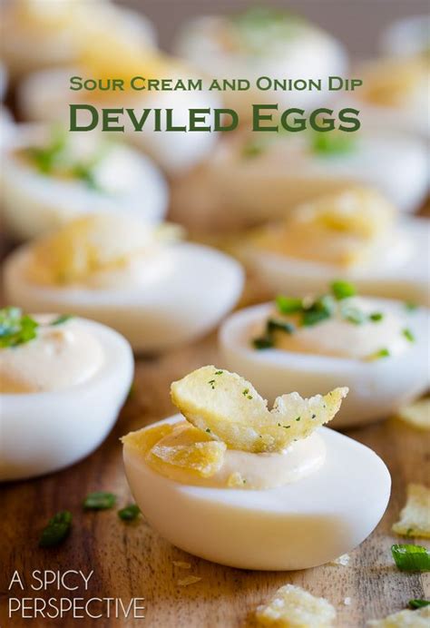 Combine onion soup mix, sour cream and worcestershire sauce in a medium bowl. Sour Cream and Onion Dip Deviled Egg Recipe | Sour cream ...