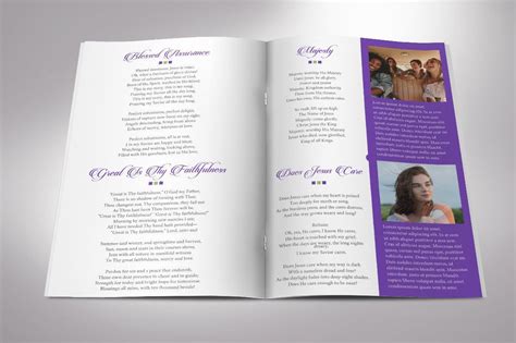 Remember Purple Funeral Program Word Publisher Template 8 Etsy In