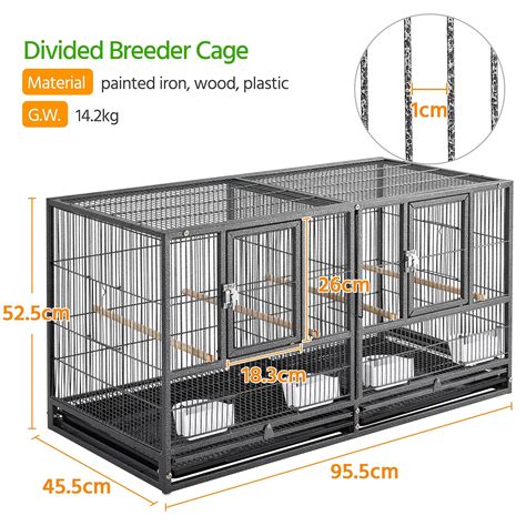 Yaheetech Double Stackable Wide Bird Cage With Rolling Stand Divided