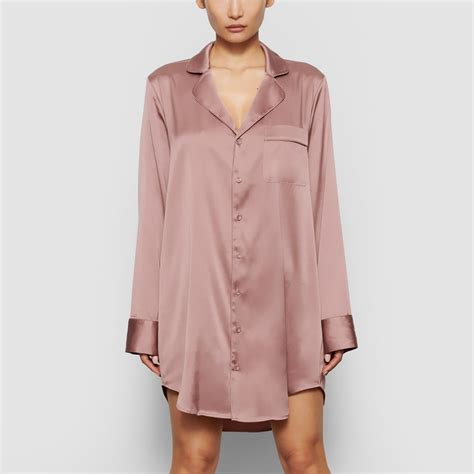 Silk Button Up Night Dress - Rose | Silk Pajama Dress | SKIMS