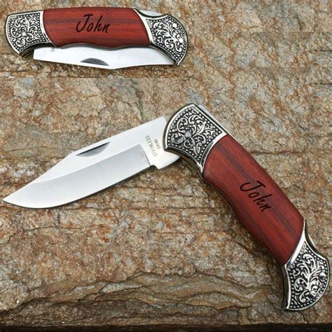 Engraved Groomsmen T Folding Hunting Knife