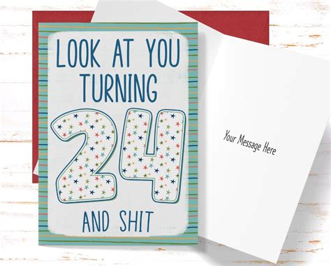 Funny 24th Birthday Card Sarcastic Birthday Card For 24th Etsy