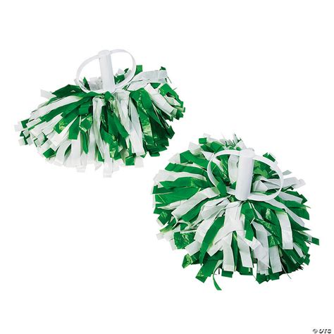 Green White Spirit Cheer Pom Poms Oriental Trading