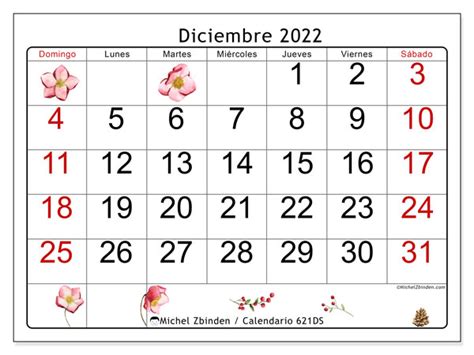 Calendario Diciembre De 2022 Para Imprimir “621ds” Michel Zbinden Pa