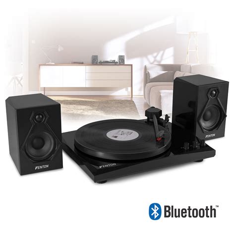 Vinyl Turntable Record Player Speakers Bluetooth Aux 3 Speed Home Hifi
