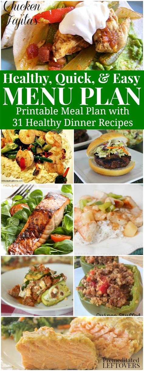 Healthy Quick And Easy Meal Plan 31 Recipes And Printable