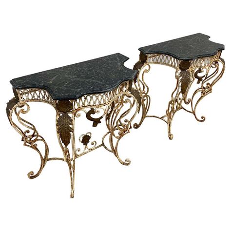 Pair Of 20th Century French Wrought Iron Console Tables For Sale At 1stdibs