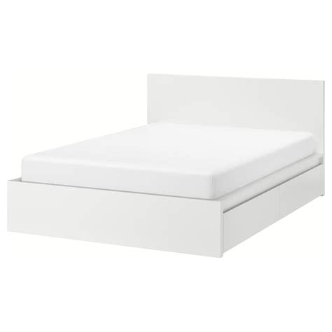 Malm Bed Frame High W 4 Storage Boxes Whiteleirsund 140x200 Cm Ikea