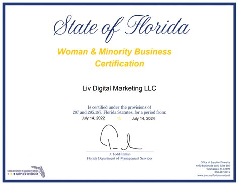Liv Digital Marketing Receives State Of Florida Woman And Minority