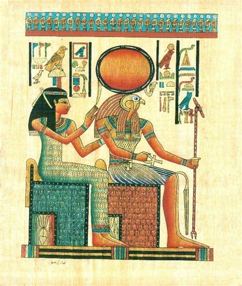 16 x 12 hathor and horus authentic egyptian papyrus egyptian