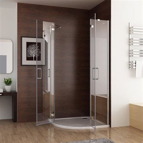 Miqu Quadrant Frameless 6mm Pivot Door Shower Enclosure And Tray Easyclean Glass 900x900 No Tray