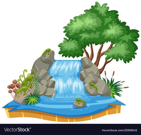 Isolated Waterfall On White Background Royalty Free Vector