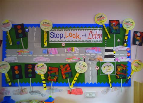They are bright, colourful, interactive and can be applied to real life. Stop, Look and Listen Road Safety Classroom Display Photo ...