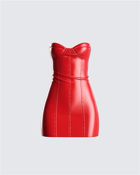 Red Leather Dress Leather Mini Skirts Red Corset Corset Style Glam