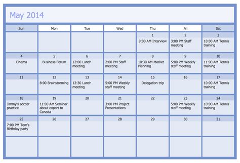 Business Planning Calendar Template