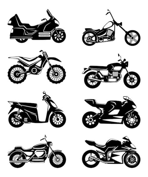 Premium Vector Silhouette Of Motorcycles Vector Monochrome