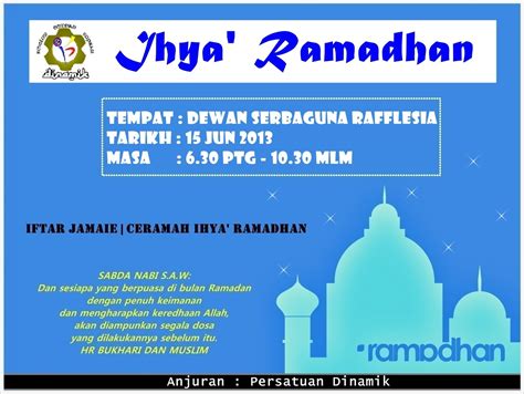 183 ) bulan ramadhan adalah bulan dimana kita umat islam. PROGRAM IHYA' RAMADHAN 2013 | Nurfatin Atikah