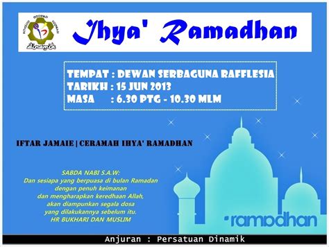 Program sepetang di ambang ifthor. PROGRAM IHYA' RAMADHAN 2013 | Nurfatin Atikah ♥