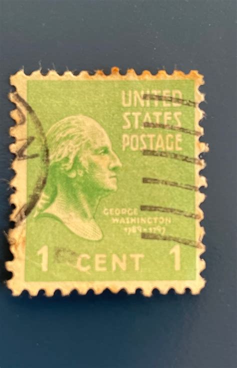 Very rare right facing green George Washington one cent stamp | Etsy