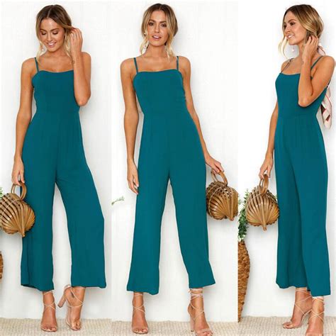 New Spring Summer Jumpsuits 2019 Fashion Women Sleeveless Spaghetti Strap Sexy Jumpsuit Knitted